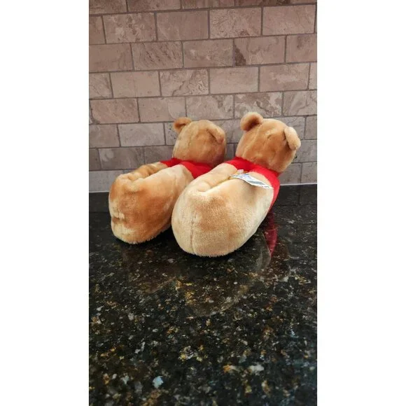 Vintage Disney Winnie the Pooh Size 7-8 Plush Fuzzy Unisex Slippers Shoes - Picture 4 of 6